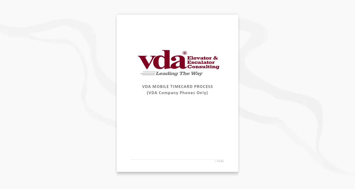 VDA Mobile Timecard Process